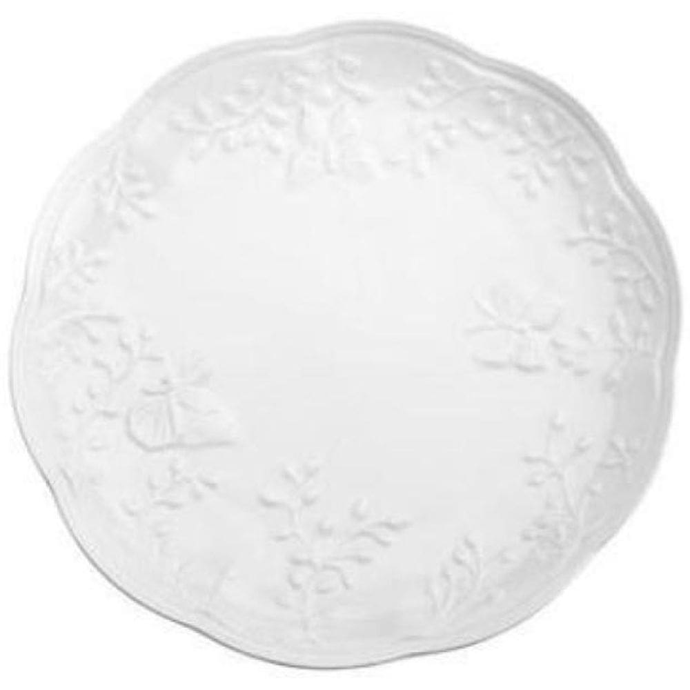 Prato Raso De Porcelana New Bone Butterfly Flower Branco