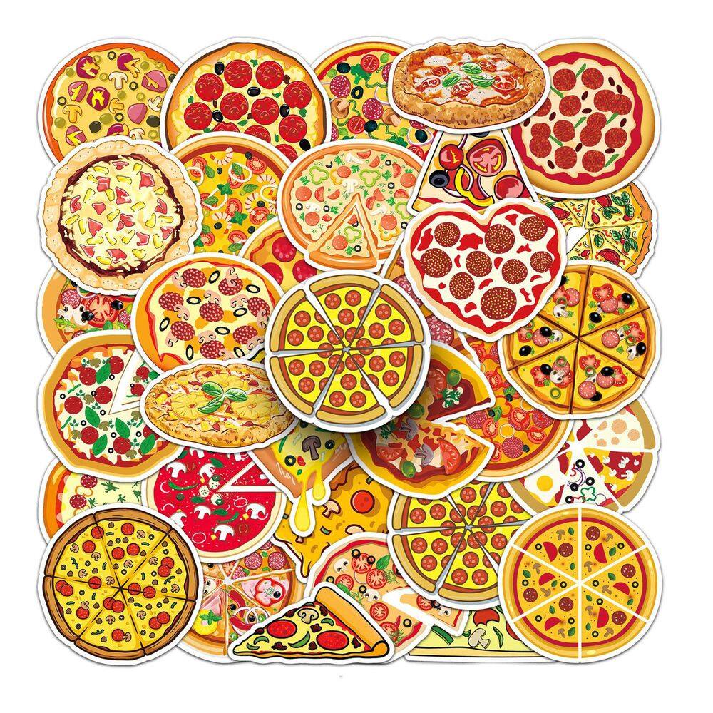 Pacote de adesivos Pizza Gourmet Anime, vinil impermeável, 50 unidades