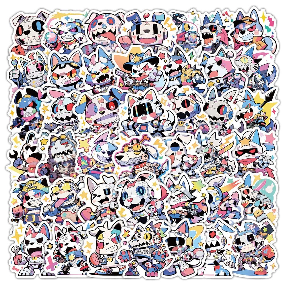 Adesivos Robots Dogs Vinil Impermeável Anime 53 unidades/lote