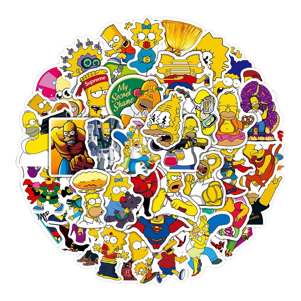 Pacote de adesivos Simpsons Anime Waterproof Vinyl 50 unidades