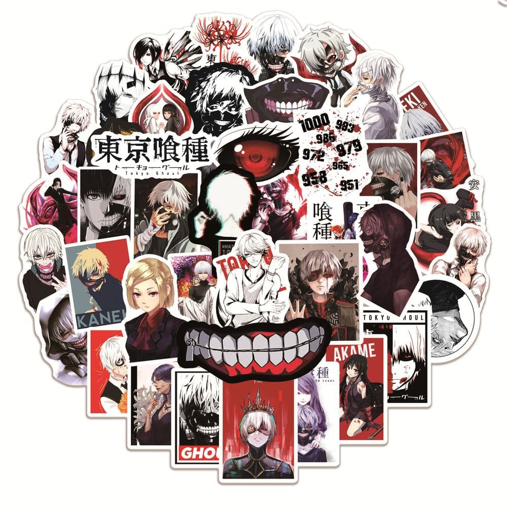 Pacote de adesivos Tokyos Ghouls Anime, vinil impermeável, 50 unidades