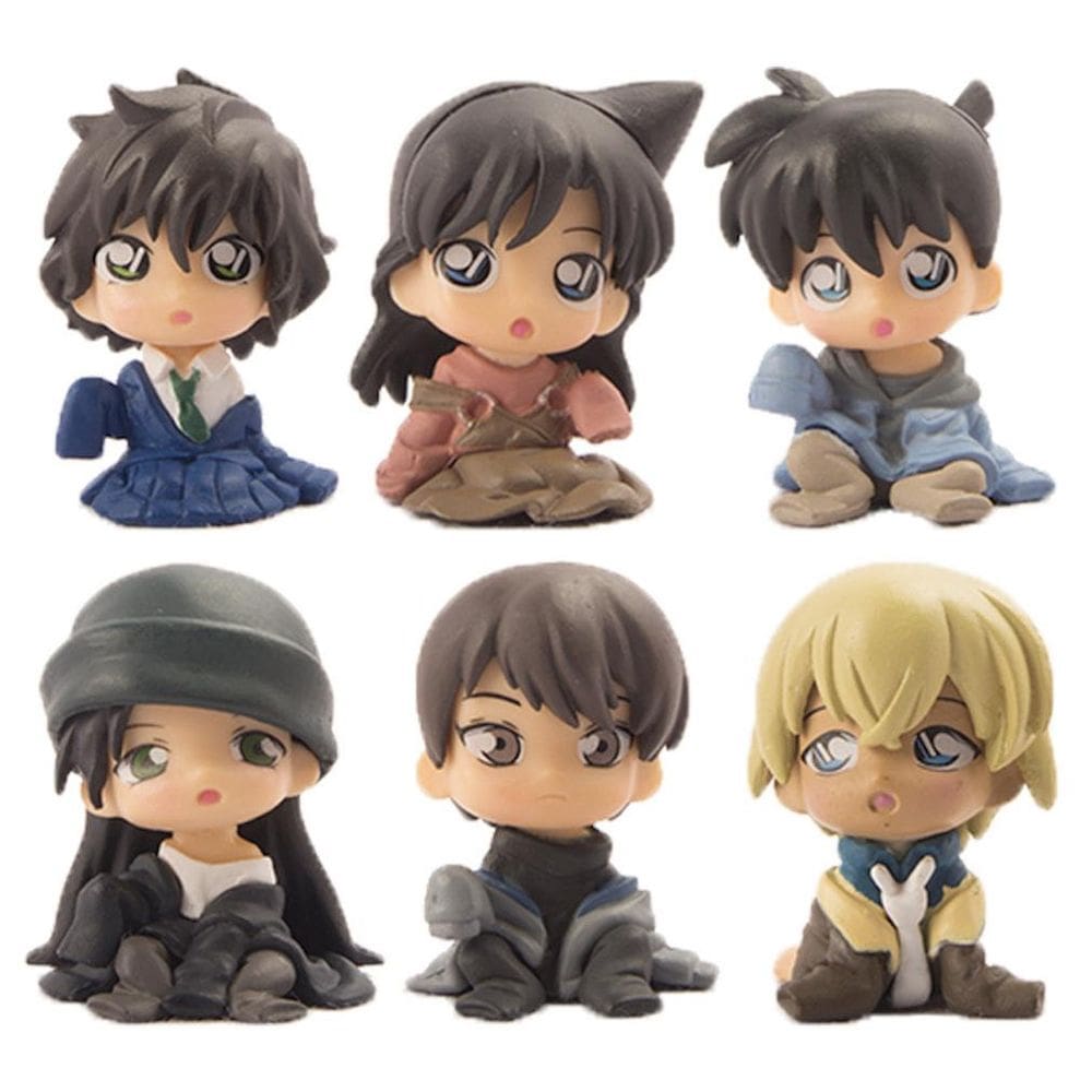 Conjunto de bonecos Conan Jimmy Kudo Sitting Toy Doll Anime 6 unidades
