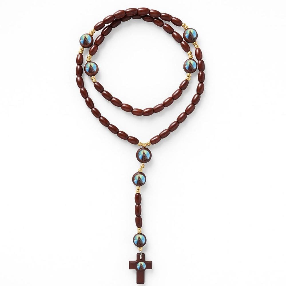Terço Madeira Nossa Senhora Aparecida Conta 8Mm 48Cm Marrom