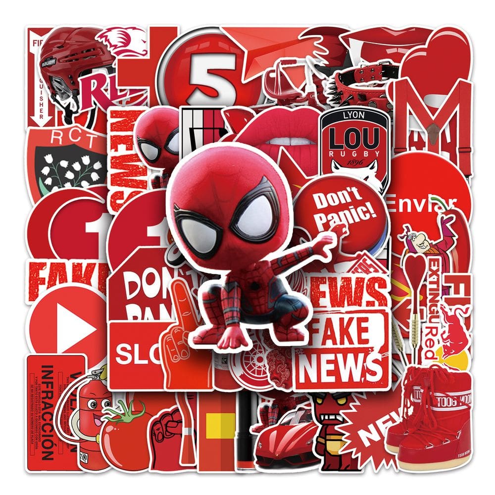 Pacote de adesivos Red Spider Rugby 52 unidades de vinil impermeável
