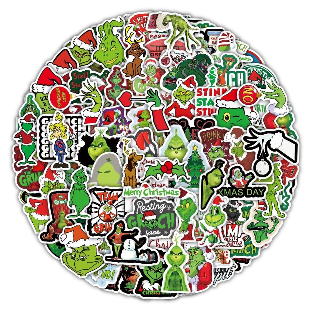Pacote de adesivos Grinchs, 100 unidades de vinil impermeável, estilo anime