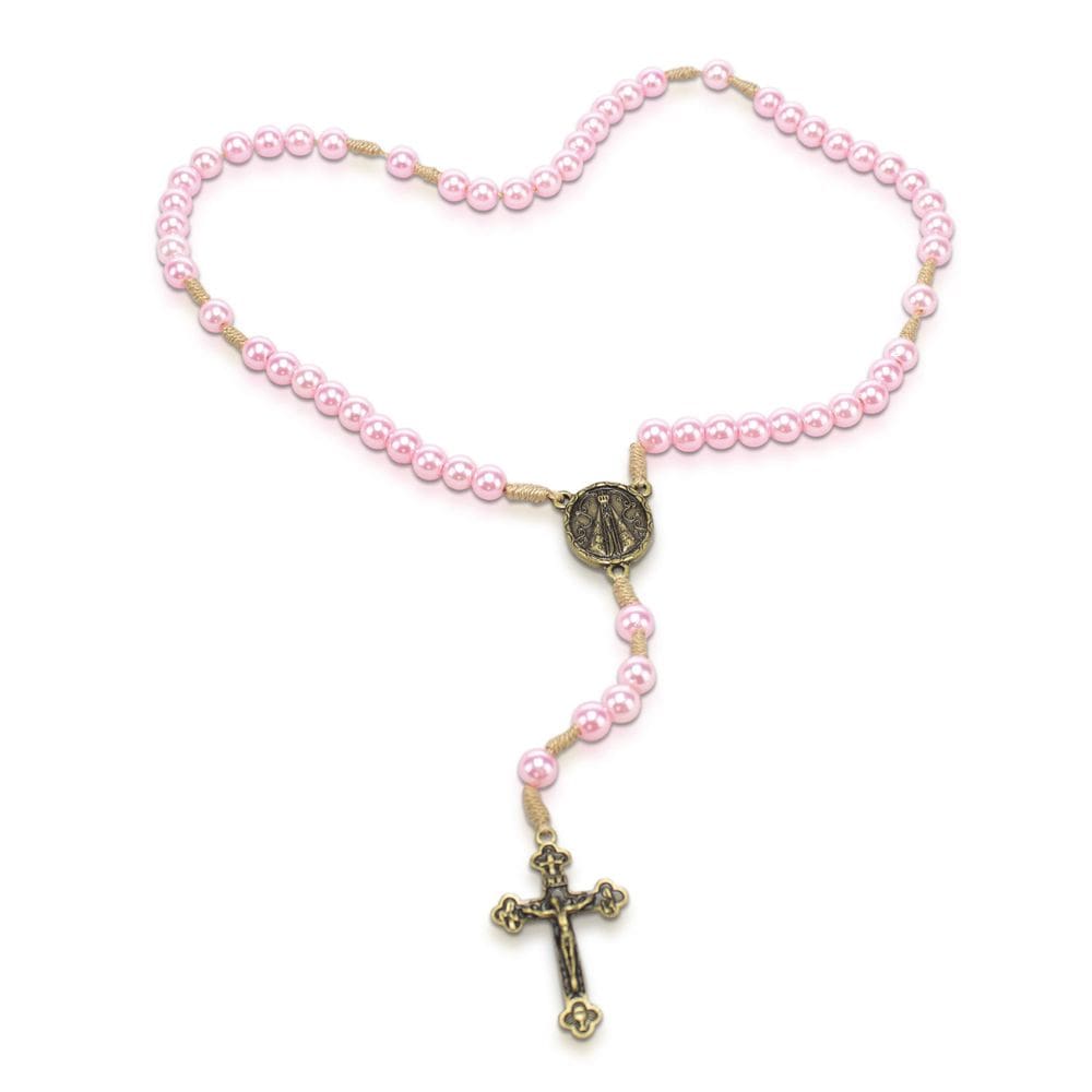 Terço Nossa Senhora Aparecida Rosa Perola 10Mm