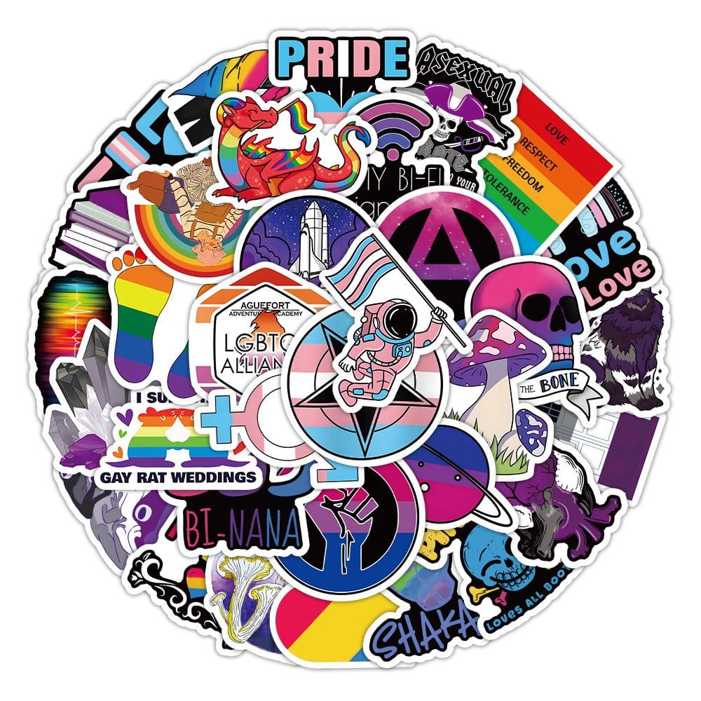 Pacote de adesivos Lgbtqs Anime Waterproof Vinil 50 unidades 4-7 cm