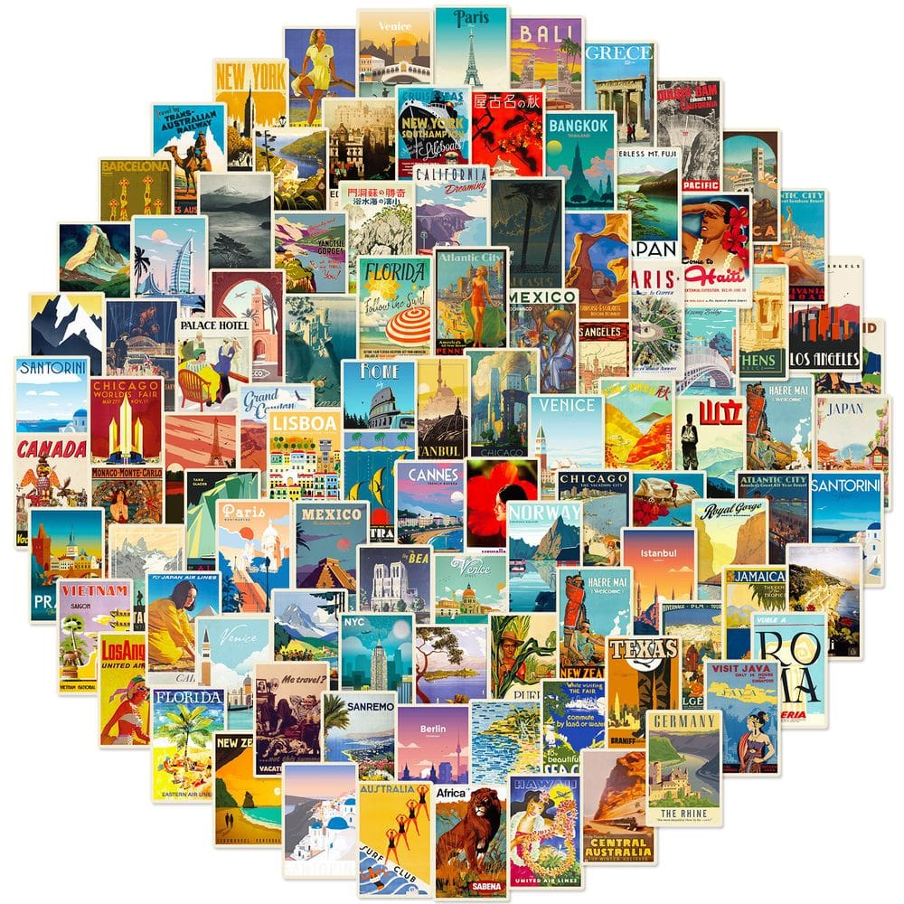 Pacote de adesivos Art Landscape Poster Anime Waterproof 100 unidades