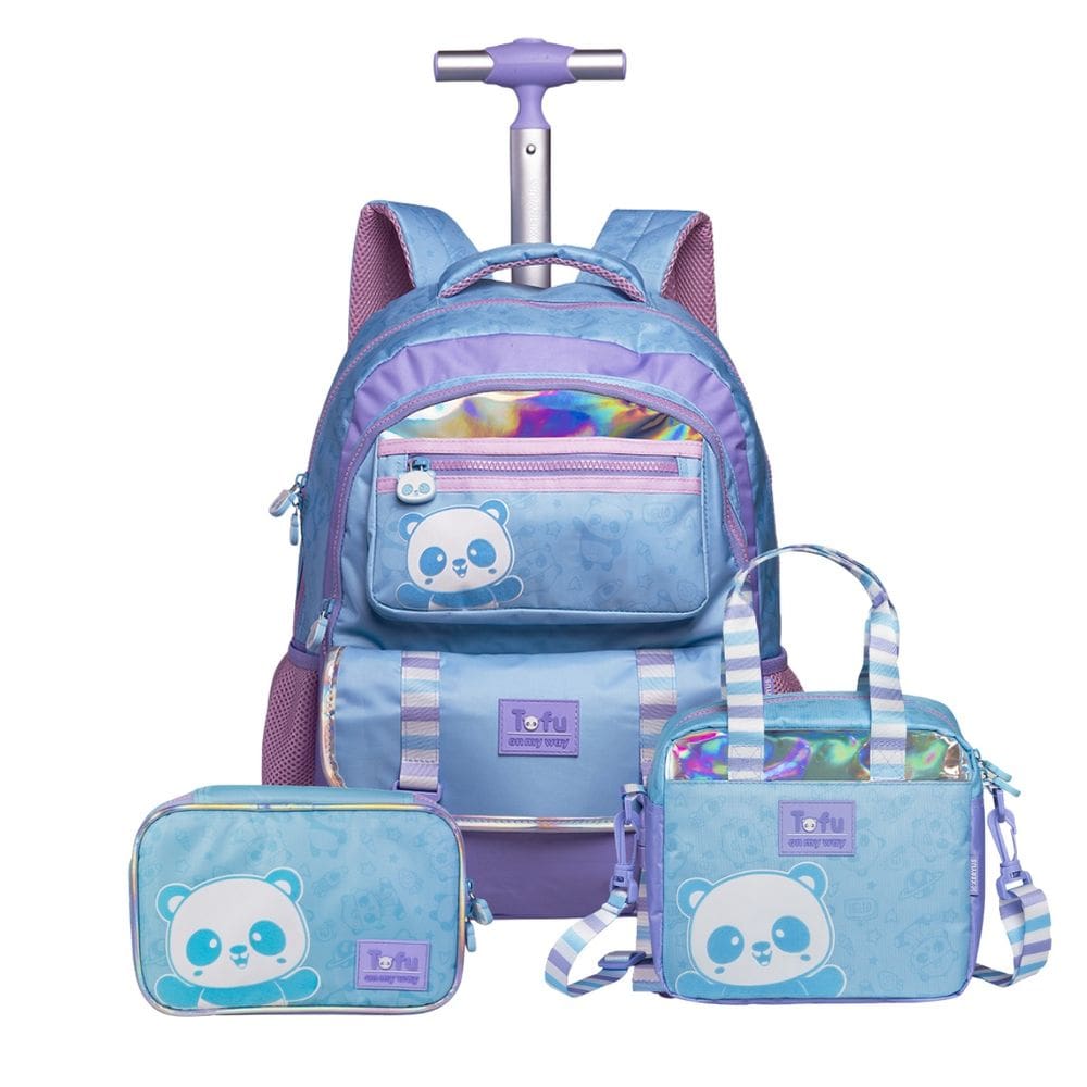 Mochila Rodas Lancheira Termica Estojo Box Panda Tofu