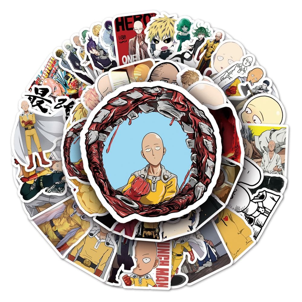 Pacote de adesivos One Punch Man Anime, vinil impermeável, 57 unidades