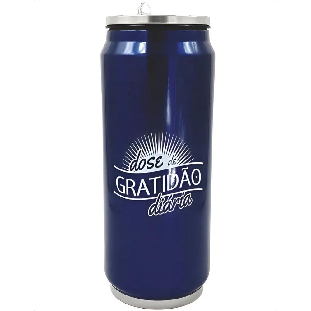 Copo Latinha Térmico Em Aço Inox 500 Ml Azul Gratidão
