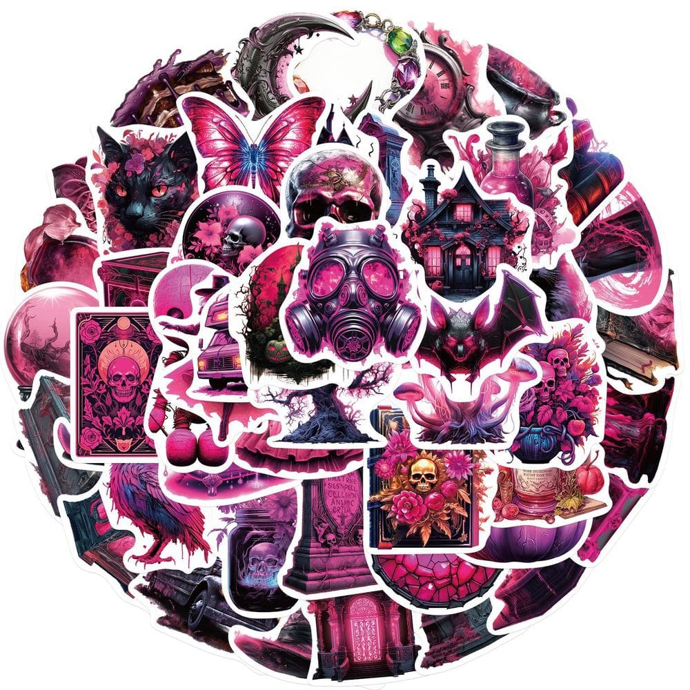 Pacote de adesivos Magic Anime roxo e preto, 50 unidades à prova d`água