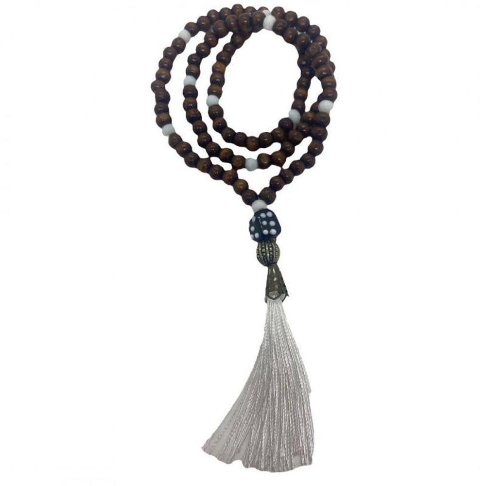 Japamala Zé Pelintra 108 Contas De Madeira 8 Mm Pompom