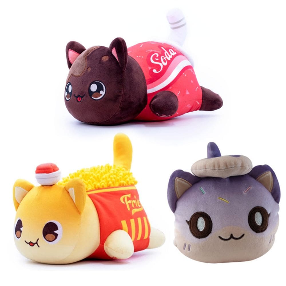 Conjunto de bonecas de pelúcia Aphmaus Meow Anime Plush 25 cm e 3 peças