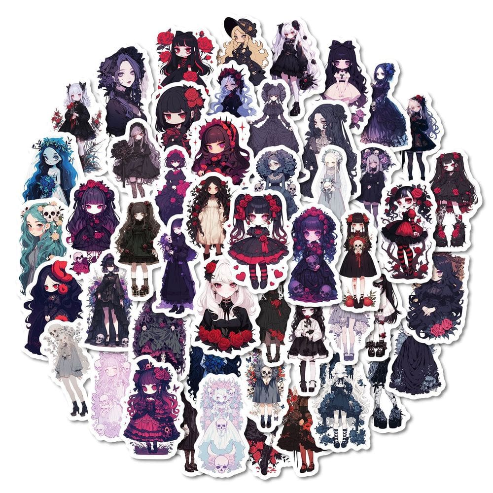 Adesivos Gothic Lolitas Anime, vinil impermeável, 50 unidades