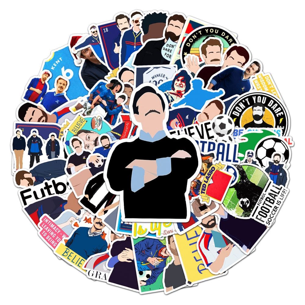 Pacote de adesivos Belle Football, vinil impermeável, 50 unidades