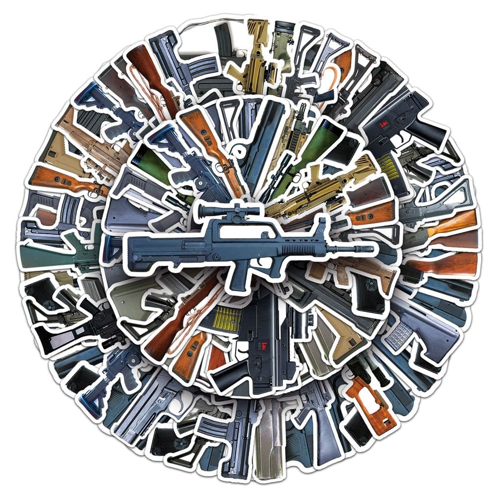 Pacote de adesivos Military Gun Graffiti Anime Waterproof 50 unidades