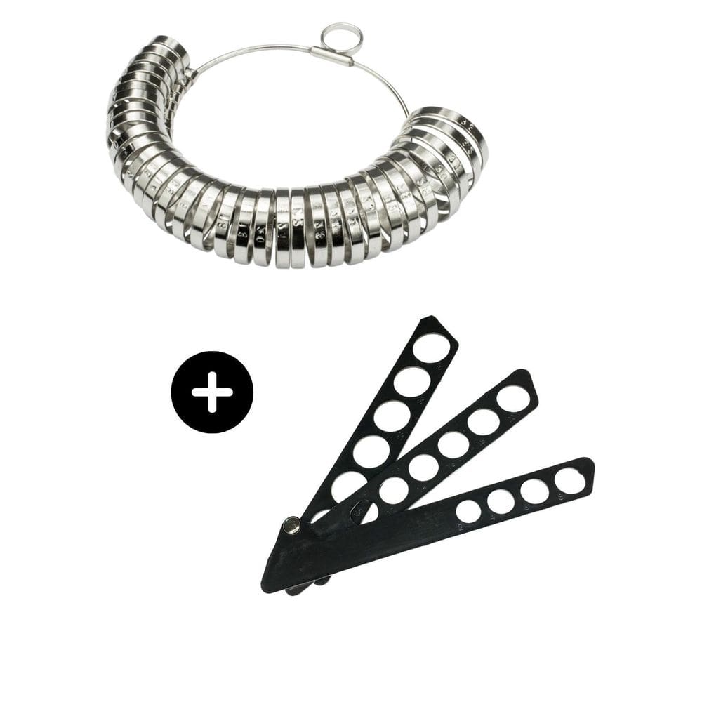 Kit 2 Aneleira Metal Régua Plástico Medir Dedo Medidor Anel