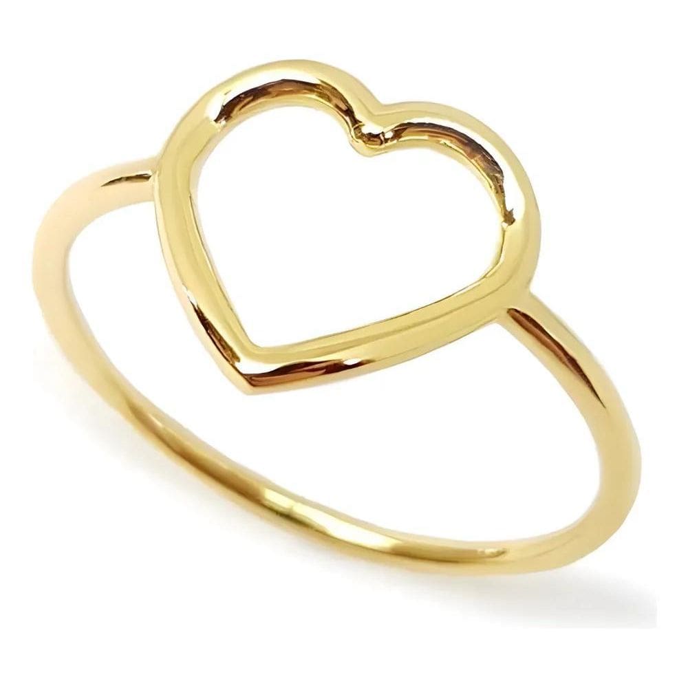 2X Anel De Coração Vazado Banhado A Ouro 18K Semi Joia De Lu
