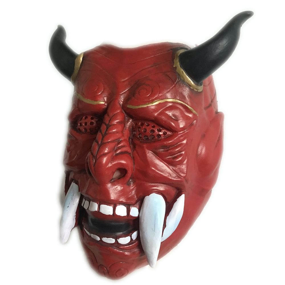 Máscara de látex, capa facial completa, figurino, adereço, vermelho, Prajna