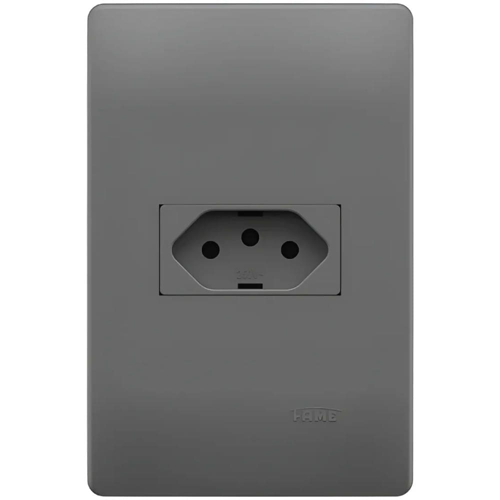 Conjunto Tomada 2P + T 10A 250 Volts 4x2cm Habitat Onix - 06245844 - FAME