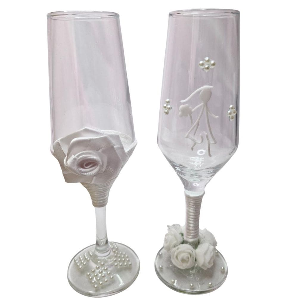 2 Taças Vidro Casamento Romântico Noivos Casal