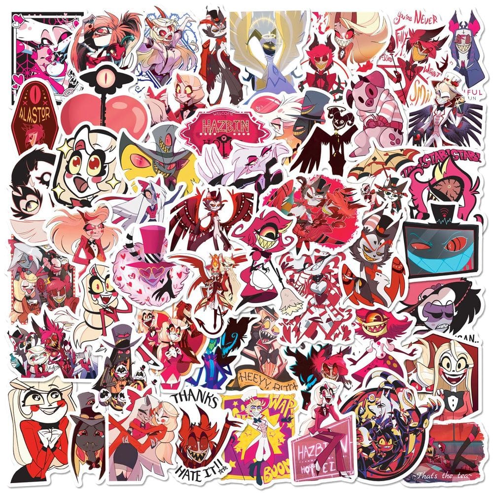 Pacote de adesivos Hazbins Hotels Anime Waterproof Vinil 50 unidades