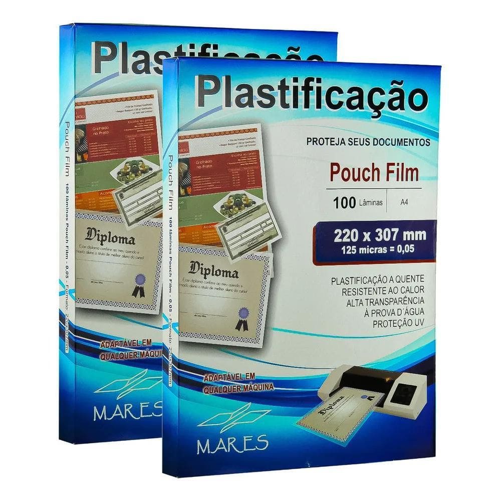 2X Plástico Para Plastificação A4 Mares 200 Folhas 0,05