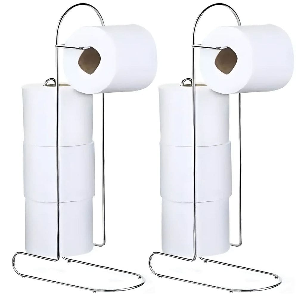 Kit 2 Porta Papel Higiênico de Chão Cromado para 4 Rolos Mali