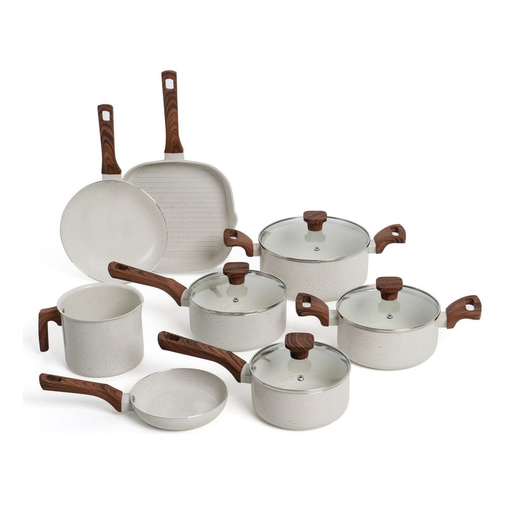 Conjunto de 8 Panelas Pratic Cook Marmol Compatível com Fogão por Indução Mimo Style