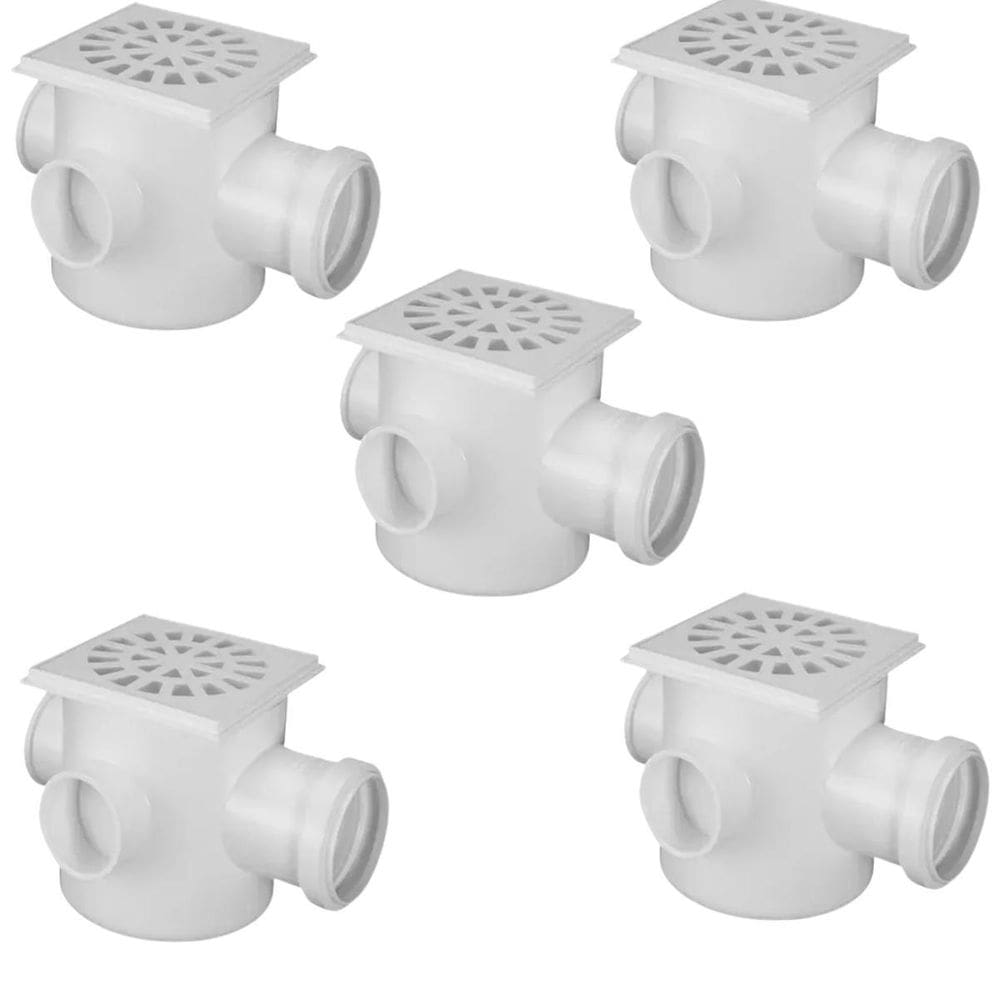 Caixa Dn 100X100X50 Pvc Com Grelha Akato Kit 05 Un