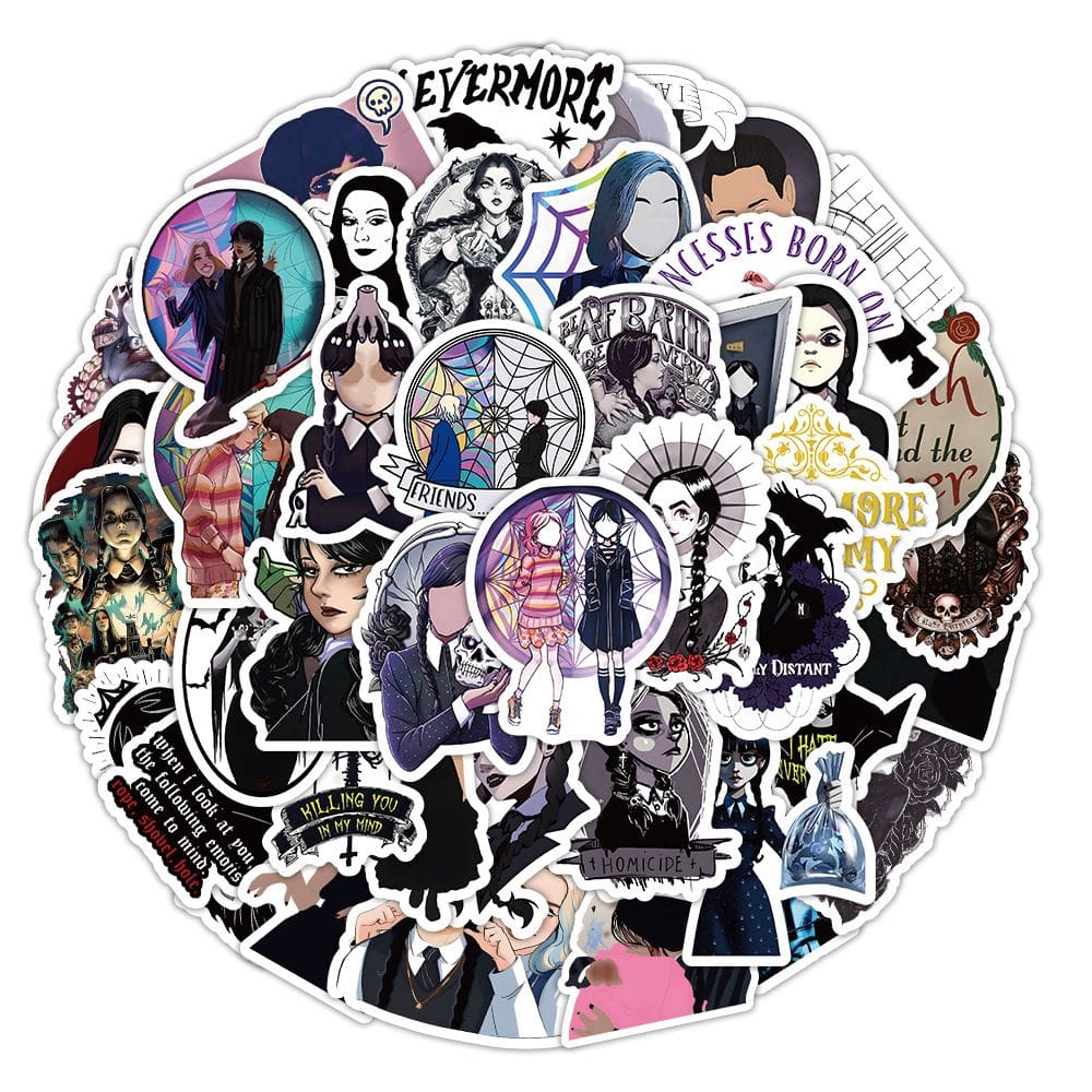 Pacote de adesivos às quartas-feiras, anime, 100 unidades de vinil impermeável