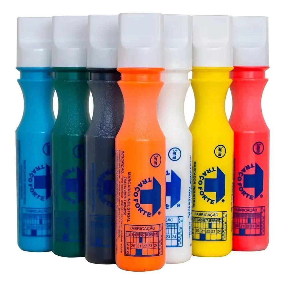 2X Marcador Industrial 60Ml 3Mm Traço Forte Baden Eco Cx 12