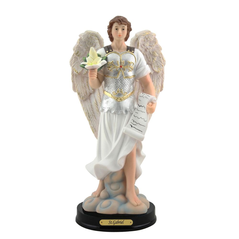 Arcanjo Gabriel Imagem Religiosa Resina Feito A Mão 32Cm