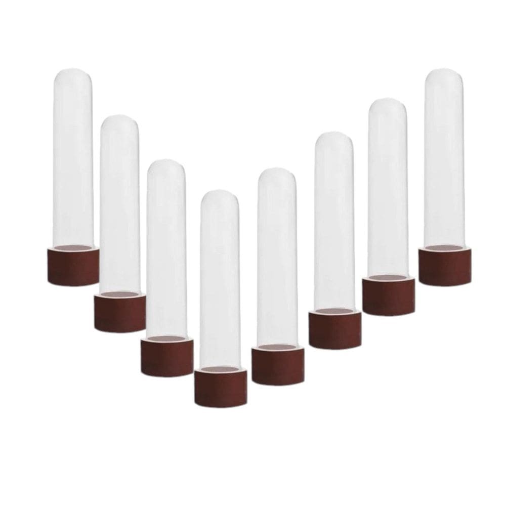 Kit 70 Un Tubete Acrílico Com Tampa Marrom 12Cm Para Festas