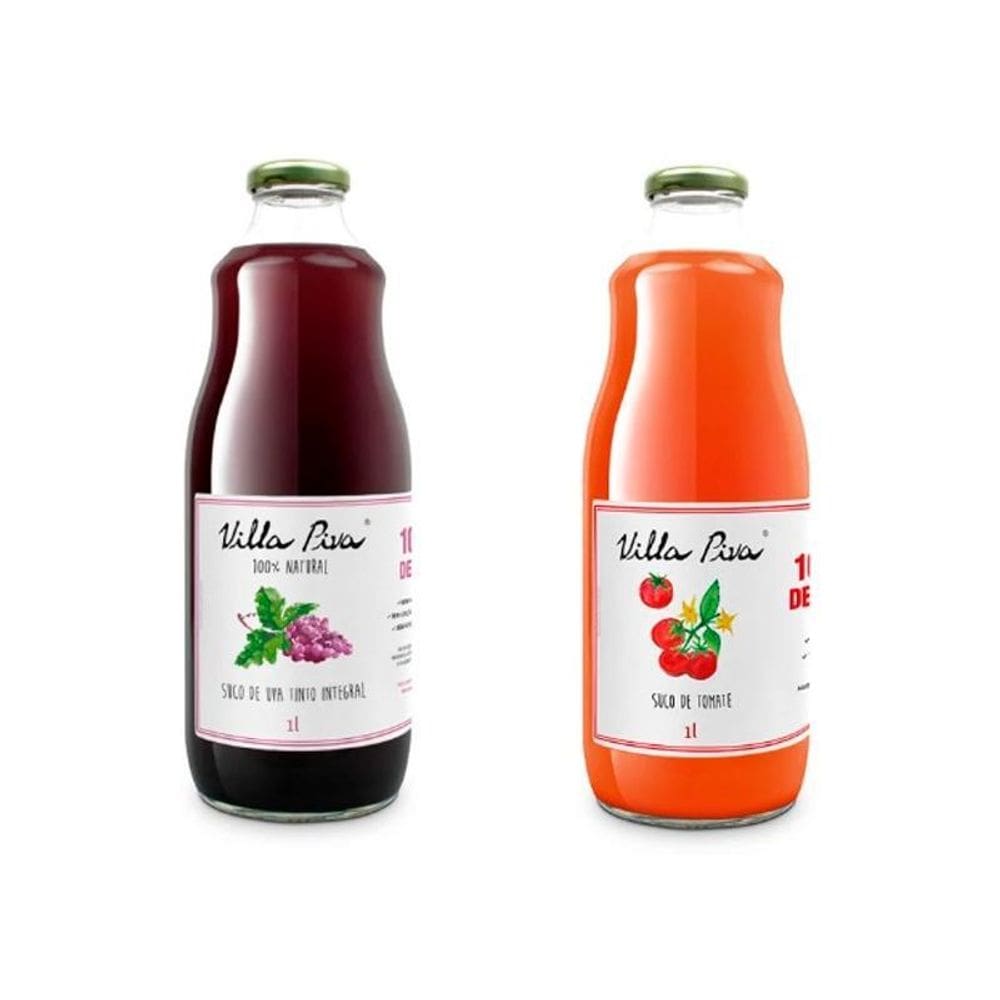 Kit 2 Sucos Integrais Villa Piva: Uva, Tomate