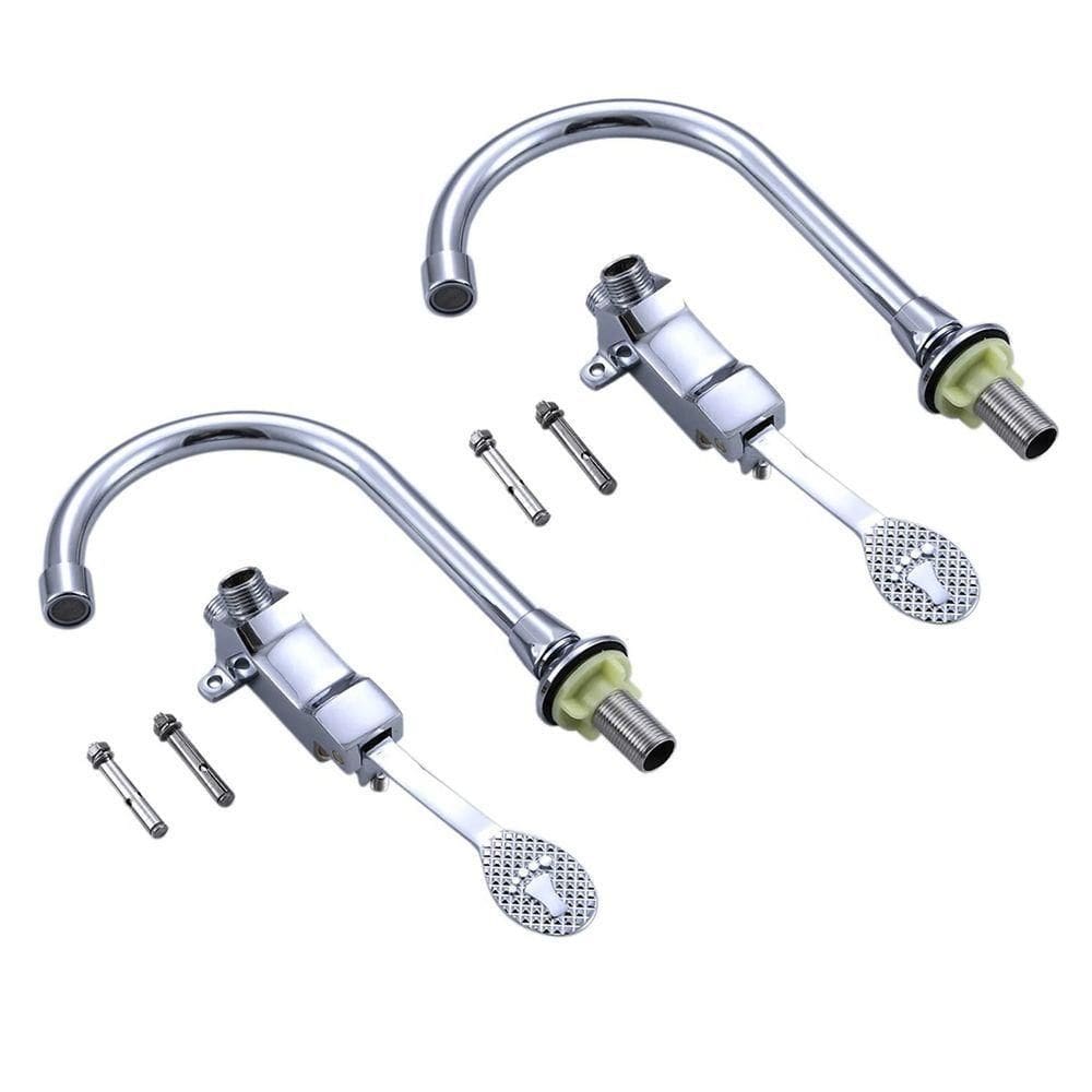 Torneira Valvula Com Pedal Kit 2 Uni Acionamento Sem Maos Banheiro Hospital Clinica Higienico Laboratorio Multiuso