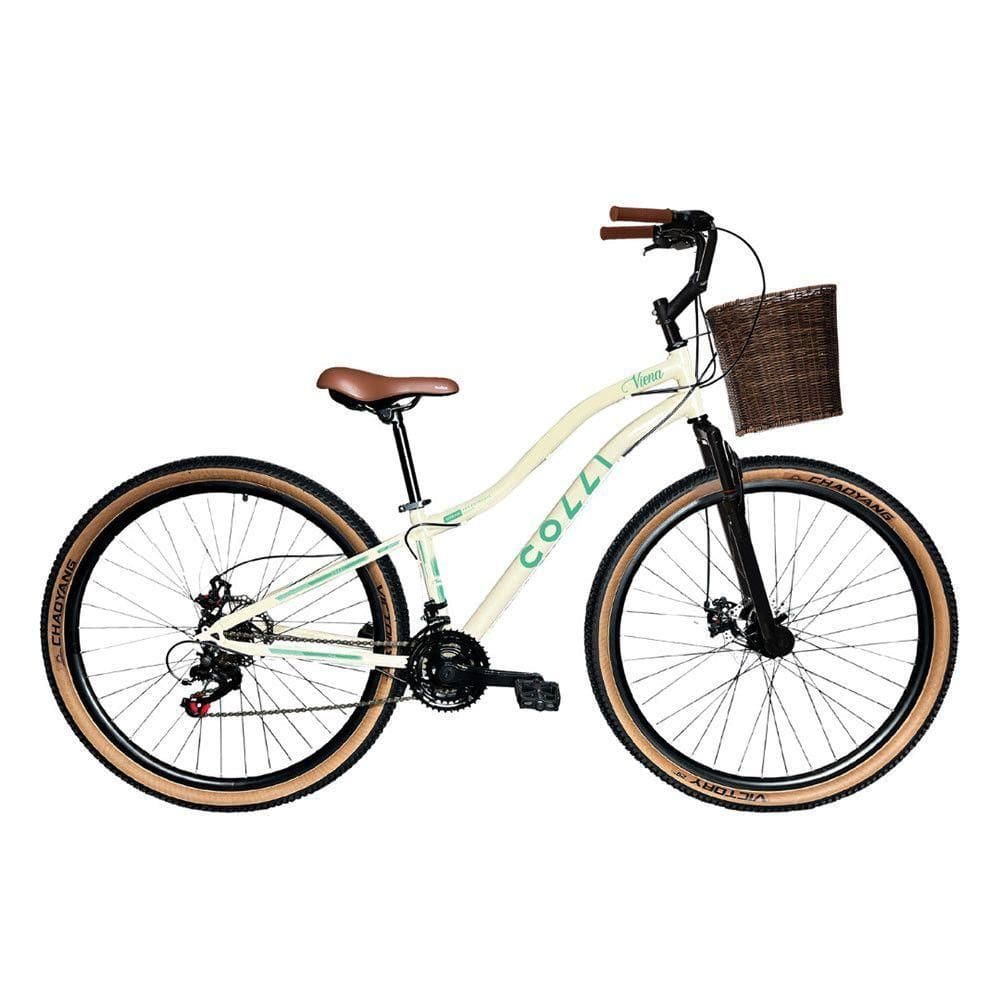 Bicicleta Colli Viena Aro 29 21 Marchas Freios A Disco Cesto Bege