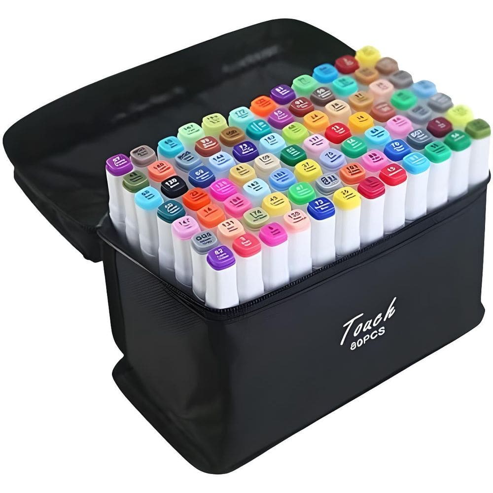 Kit Estojo Marcadores Permanente 120 Cores Canetinhas Ponta