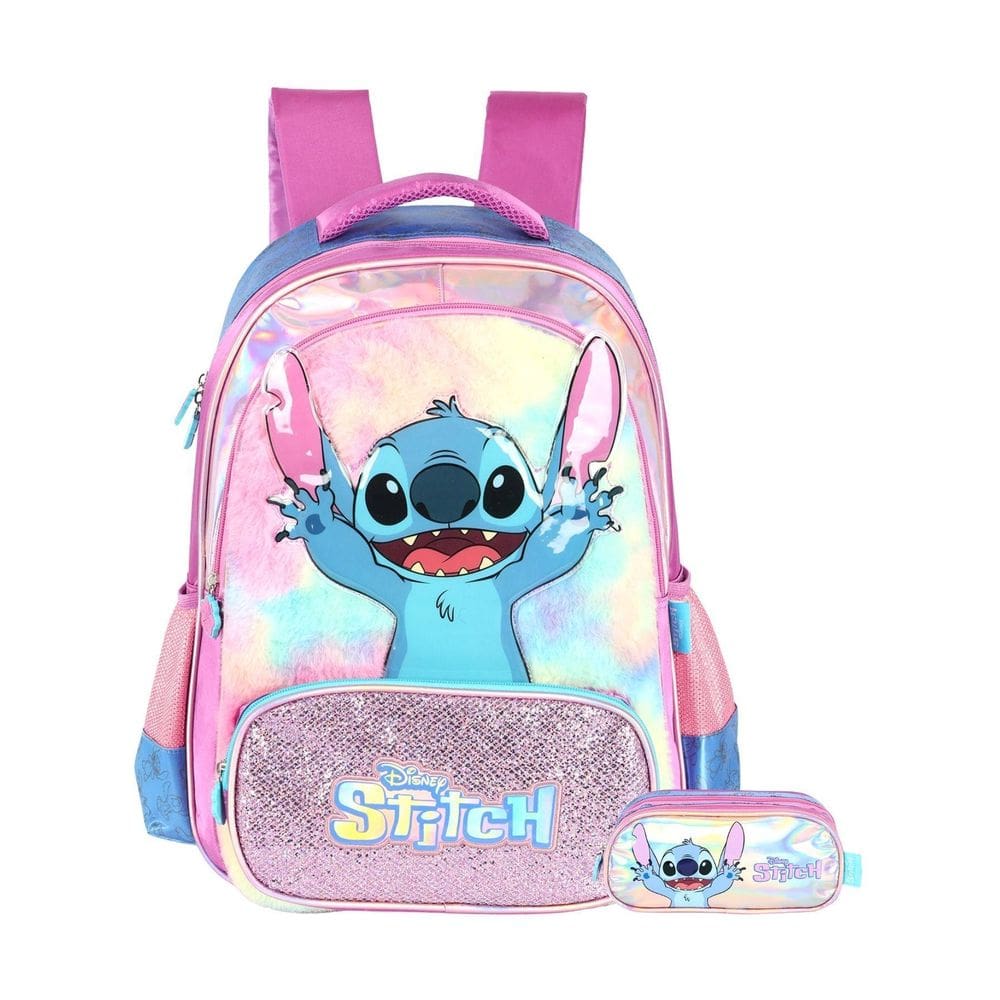 Kit Escolar Lilo Stitch Mochila De Costas + Estojo Triplo