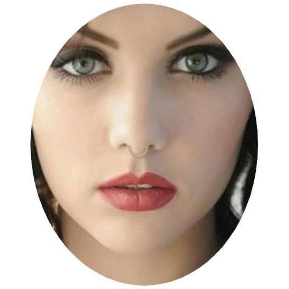 Piercing De Septo Dourado Com Pontos De Luz Zirconia