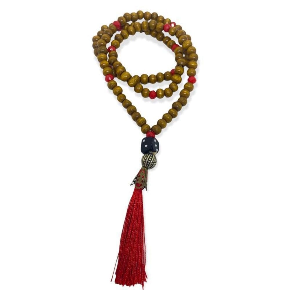 Japamala Zé Pelintra 108 Contas De Madeira 8 Mm Pompom