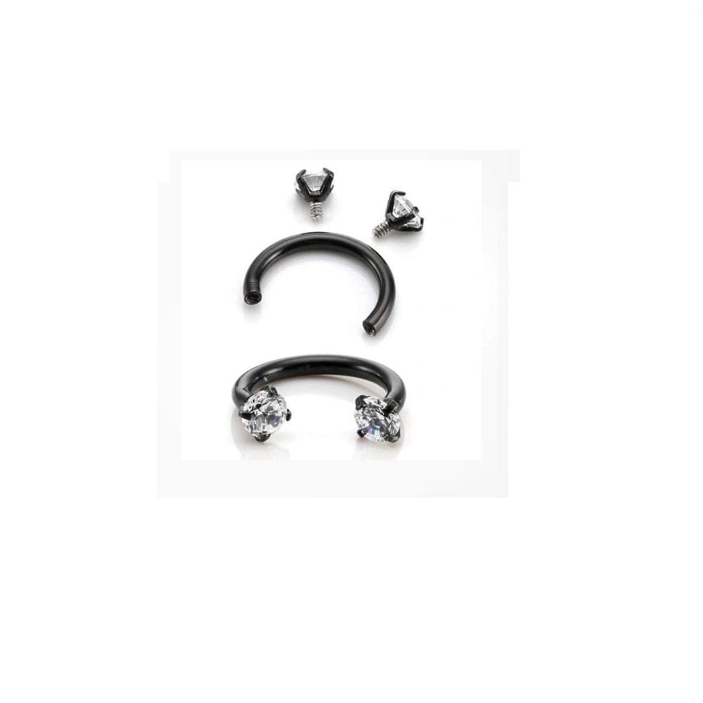 Piercing Ferradura Tragus Septo Preto Ponto Luz Zirconia