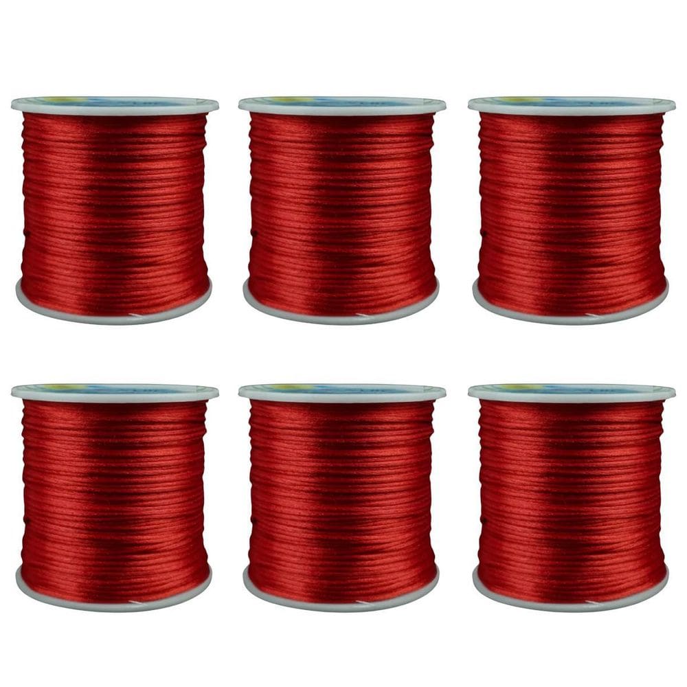 Kit Com 6 Cetim Rabo De Rato 1Mm Rolo Com 100 M Vermelho