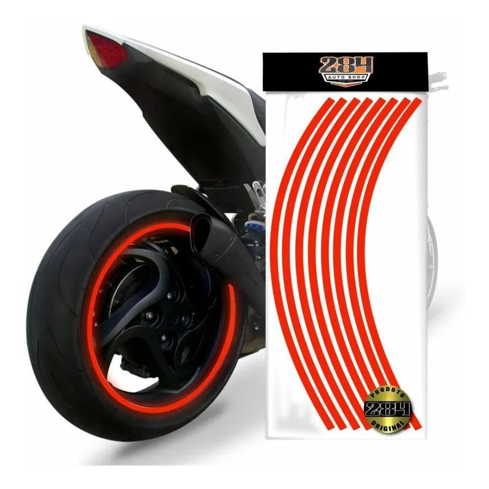 2X Friso Refletivo Vermelho Azul Preto Branco Roda Moto Carr