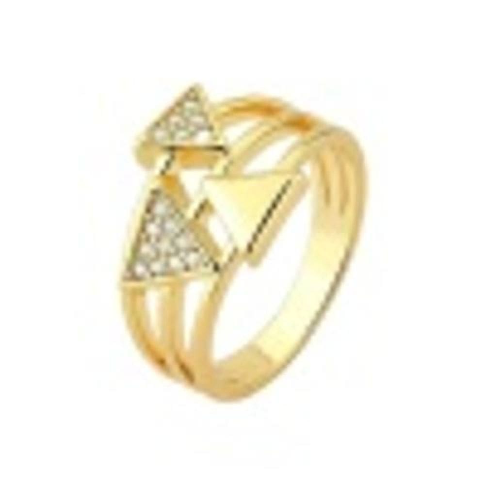 Anel Triângulo Cravejado Micro Zircônias Coloridas