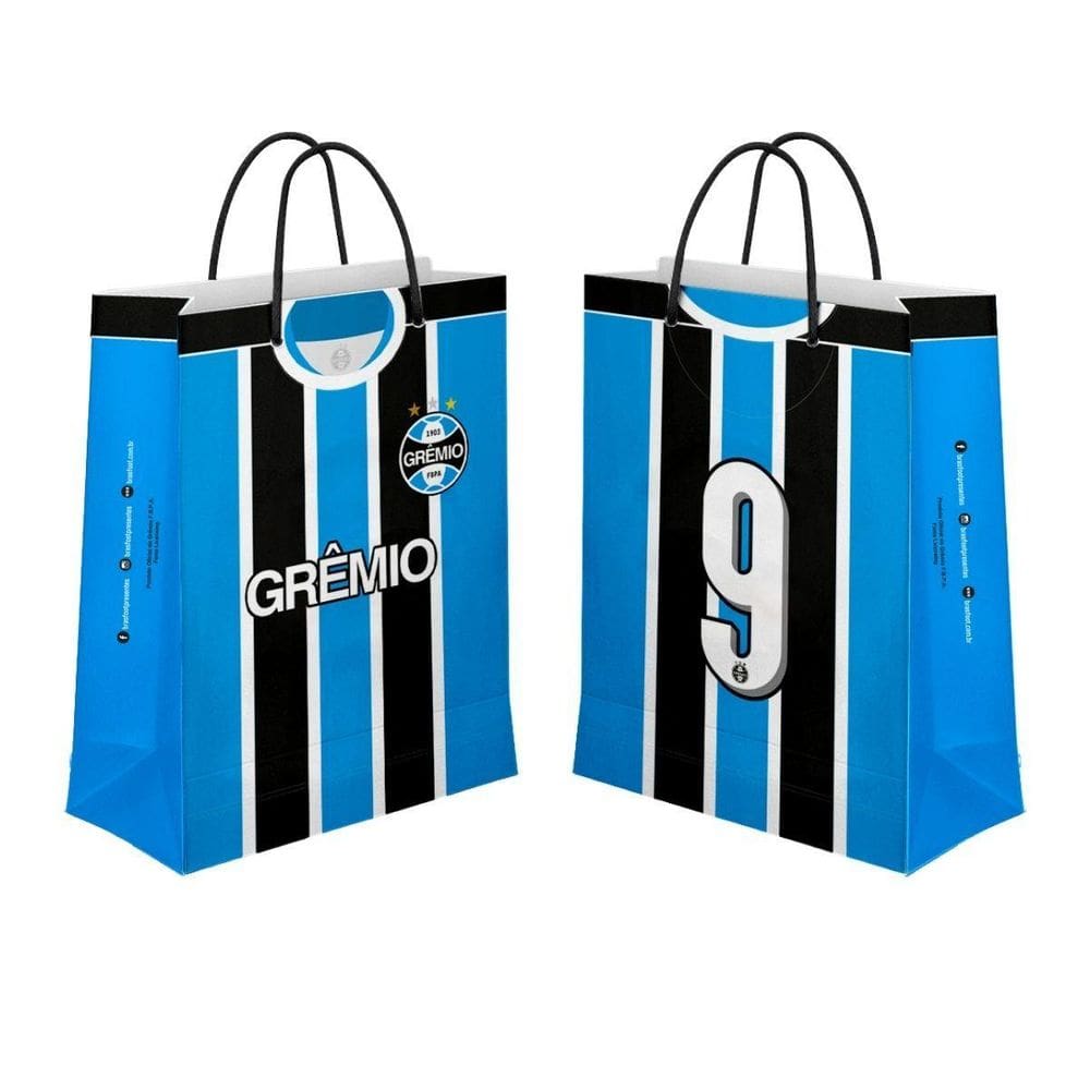 Kit 2 Sacolas M Papel Off-Set Alça Gorgurão Time Grêmio