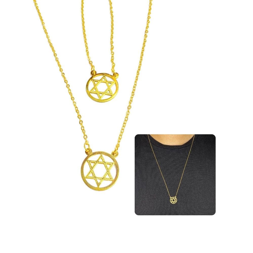 Cordão Colar Escapulário 70Cm Dourado Pingente Redondo