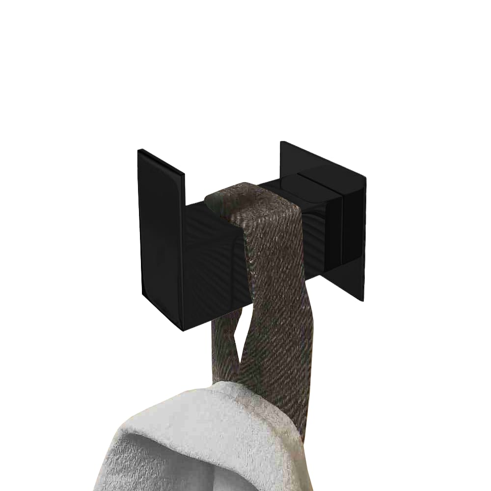 Cabide Gancho Para Toalha Aço Inox Linha Quadrada Preto Fosco