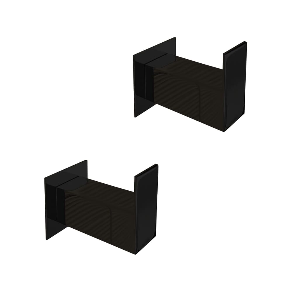 Kit Cabide Gancho com 2 Unidades Para Toalha Aço Inox Linha Quadrada Preto Fosco